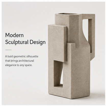 PLIOXOO® concrete vase – Premium Concrete: crafted from high-quality concrete with smooth durable matte finish, showing Solid & Durable, Scratch Resistant and Hand-finished Texture