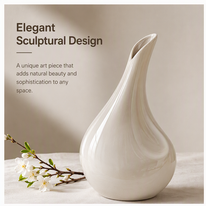 PLIOXOO® sculptural vase with size dimensions – 10.2 in tall, 6.7 in wide, ideal for tabletops, shelves, and mantels