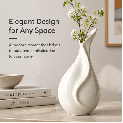 PLIOXOO® ceramic vase size reference – 10.2 in (26 cm) tall, 5.1 in (13 cm) wide. Makes a statement without taking up too much space