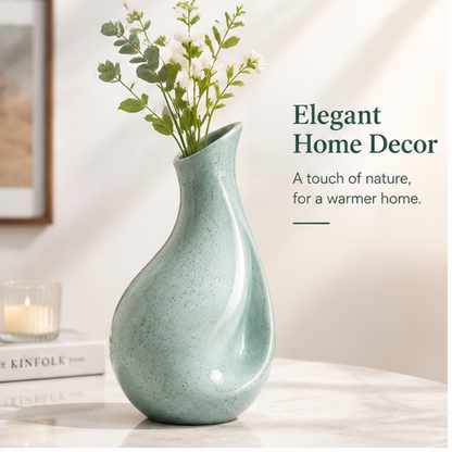 PLIOXOO® asymmetrical vase product feature image – Unique Asymmetrical Design: modern shape, artistic and eye-catching with Modern Silhouette, Smooth Glaze Finish, Timeless Style