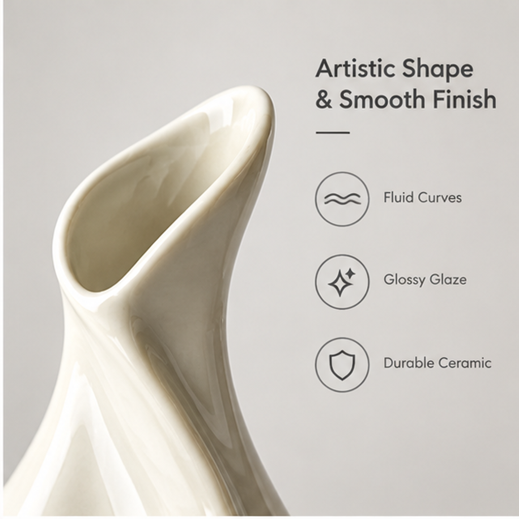 PLIOXOO® ceramic vase styled with white flowers on a stack of books – Elegant Design for Any Space