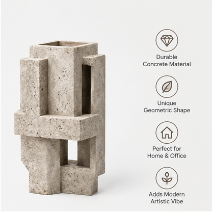 PLIOXOO® concrete vase close-up – Natural Texture: premium concrete finish with a refined organic look, showing speckled aggregate surface with dark mineral flecks