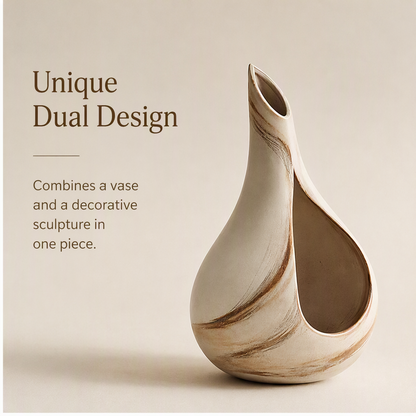 PLIOXOO® sculptural vase styled on wooden shelf with dried pampas grass and books – Perfect for Any Space: ideal for modern, minimalist, boho or natural interiors
