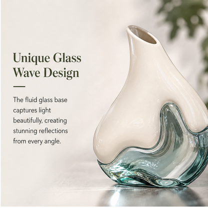 PLIOXOO® ceramic glass vase with dried pampas grass – Perfect for Every Space: ideal for fresh flowers, dried arrangements, or as a stand-alone statement piece