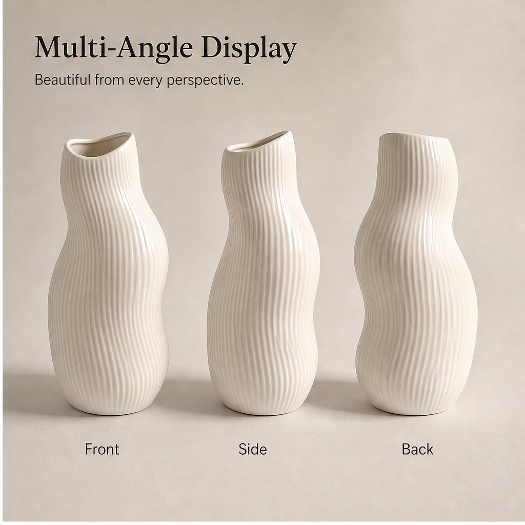 PLIOXOO® ceramic vase top opening close-up – Premium Ceramic: smooth matte glaze, durable and long-lasting, chip resistant, easy to clean