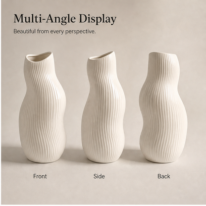 PLIOXOO® ceramic vase top opening close-up – Premium Ceramic: smooth matte glaze, durable and long-lasting, chip resistant, easy to clean