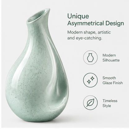 PLIOXOO® ceramic vase neck close-up – Smooth Glazed Surface: delicate speckled texture and refined craftsmanship under a luminous high-gloss finish