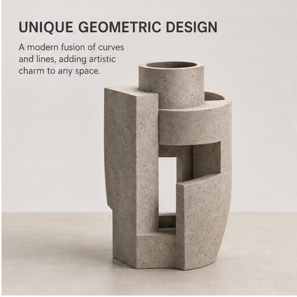 PLIOXOO® geometric vase side view – Unique Geometric Design: a modern fusion of curves and lines adding artistic charm to any space