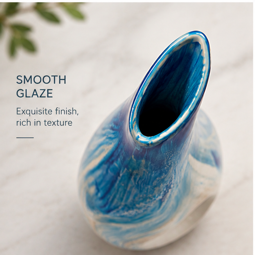 PLIOXOO® ceramic vase base view showing solid flat bottom – Premium Ceramic: durable, sturdy, long-lasting construction