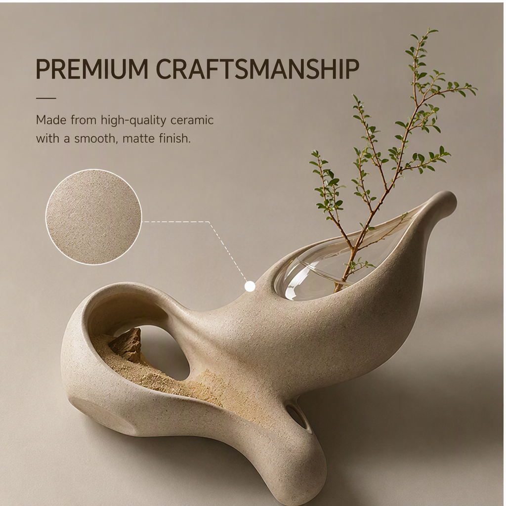 PLIOXOO® sculptural ceramic vase close-up – Perfect Gift & Home Accent: a thoughtful gift and timeless piece for any space