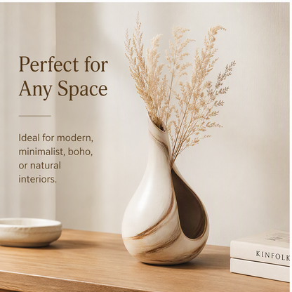 PLIOXOO® ceramic vase showing dual openings – Unique Dual Design: combines a vase and decorative sculpture in one piece