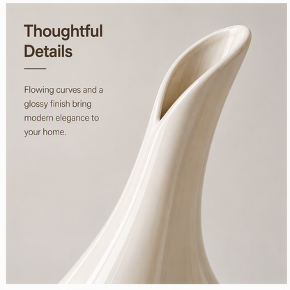 PLIOXOO® premium ceramic vase on a wooden shelf – durable, eco-friendly, and non-toxic with smooth glaze finish