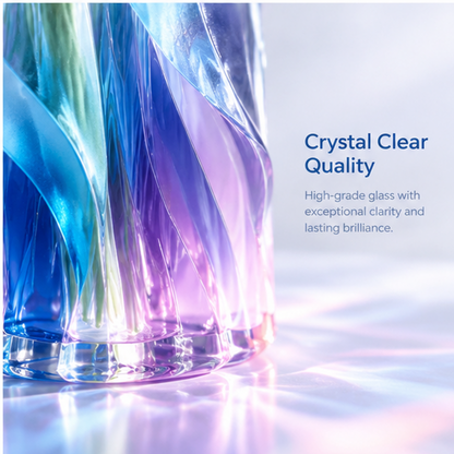 PLIOXOO® crystal glass ruffled vase – Unique Design with 3 features: Elegant Shape, Vibrant Colors, Premium Crystal Glass; graceful curves and vibrant colors create a stunning visual effect