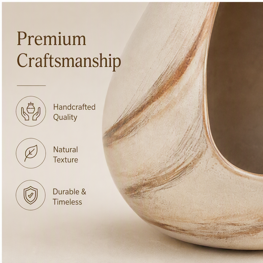 PLIOXOO® marble swirl vase surface close-up – Premium Craftsmanship: handcrafted quality, natural texture, durable and timeless